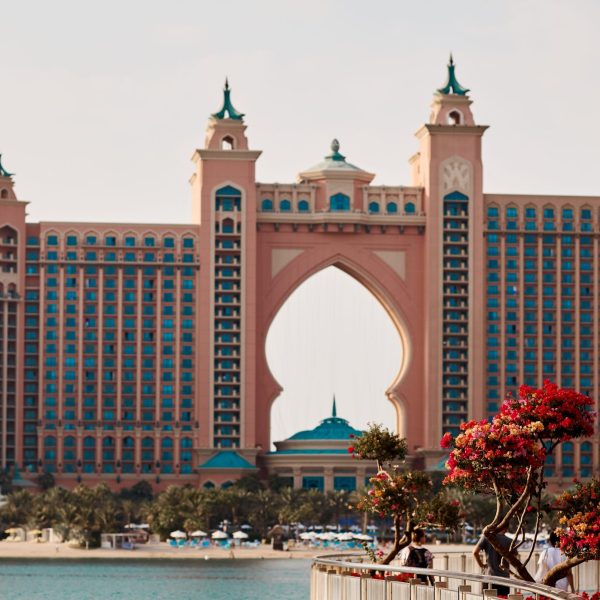 Dubai, UAE, November 2019 Beautiful view of the Atlantis hotel on the artificial island of palm Jumeirah, travel